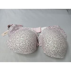 NWT Victoria Secret Lined Perfect Coverage Bra 34D White Pale Pink Leopard Print